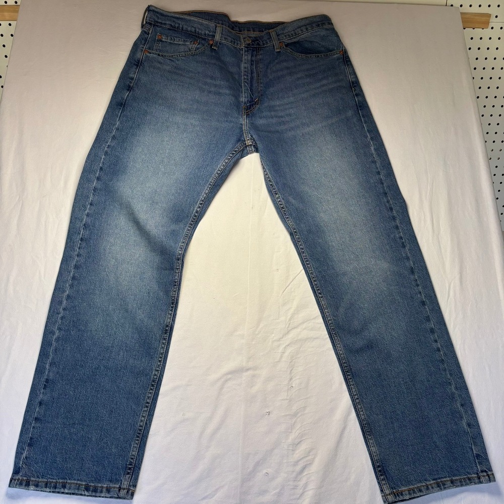 Levi's 505 Jeans Mens 36x30 Blue Regular Fit Straight Leg Stretch Medium Wash
